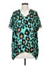 CAbi 100% Polyester Teal Short Sleeve Blouse Size S - photo 1