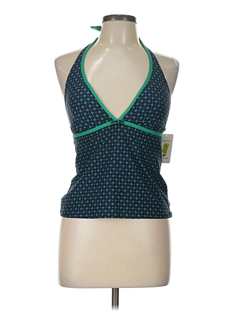 Pre-owned Nautica Tank Top Teal Halter Neckline Tops