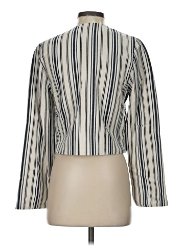 Madewell Striped Crop Cardigan Jacket in Cotton-Linen (view 2)