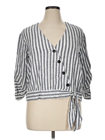 a.n.a. A New Approach 3/4 Sleeve Button-Down Shirt (view 1)