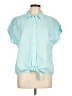 Talbots 100% Linen Teal Short Sleeve Blouse Size L - photo 1