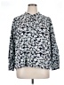Caslon 100% Cotton Floral Blue Long Sleeve Blouse Size 1X - photo 1