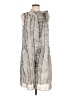 DKNY 100% Polyester Graphic Gray Casual Dress Size 12 - photo 1