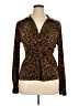 DKNY Animal Print Brown Long Sleeve Blouse Size XL - photo 1