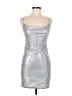 A'gaci 100% Polyester Metallic Silver Cocktail Dress Size M - photo 1