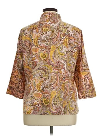 Basic Editions 3/4 Sleeve Button-Down Shirt (view 2)