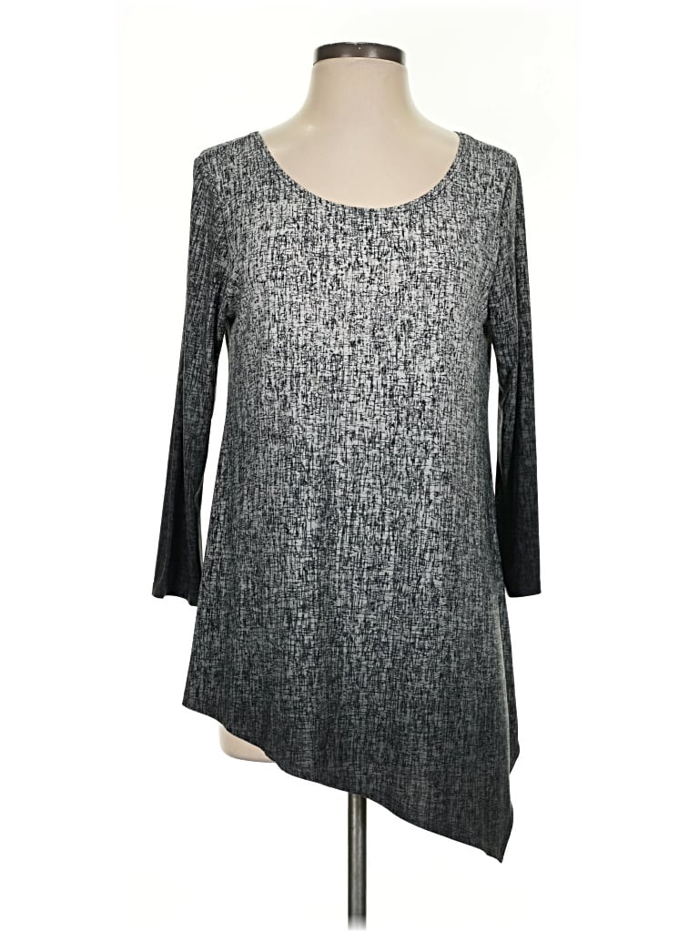 Pre-owned Clara Sun Woo 3/4 Sleeve Top Gray Boatneck Tops