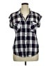Jachs Girlfriend 100% Rayon Plaid Blue Short Sleeve Blouse Size XL - photo 1