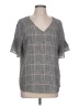 Worthington 100% Polyester Gray Short Sleeve Blouse Size L - photo 1