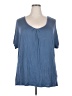 Paper Tee Blue Short Sleeve Blouse Size 2X - photo 1