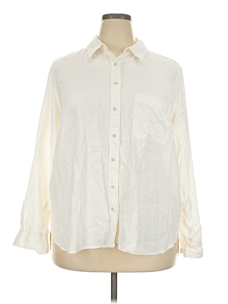 Pre-owned Universal Thread Long Sleeve Button Down Shirt In Ivory