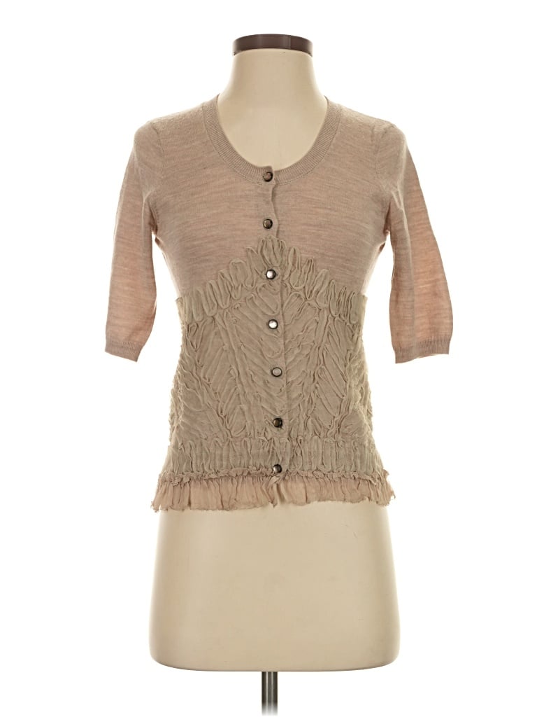 Pre-owned Knitted & Knotted Cardigan Sweater In Tan