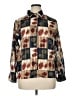 Yves St. Clair 100% Polyester Print Brown Long Sleeve Blouse Size 14 - photo 1