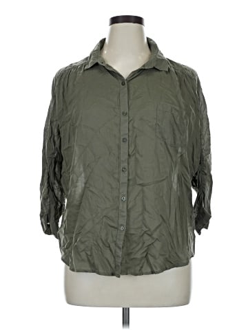 American Eagle Outfitters 3/4 Sleeve Button-Down Shirt (view 1)