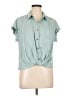 Rose + Olive Teal Short Sleeve Blouse Size L - photo 1