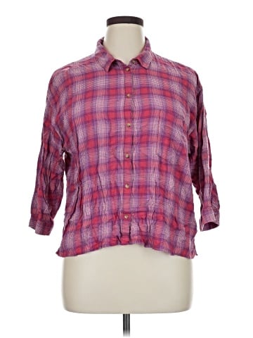 American Eagle Outfitters 3/4 Sleeve Button-Down Shirt (view 1)