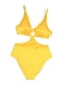Shade & Shore Solid Yellow One Piece Swimsuit Size M - photo 2