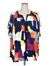 Ava & Viv 100% Polyester Color Block Blue Short Sleeve Blouse Size 3X - photo 1