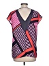Express 100% Polyester Color Block Pink Short Sleeve Blouse Size L - photo 2