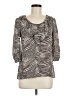 Tory Burch 100% Silk Gray 3/4 Sleeve Silk Top Size 6 - photo 1
