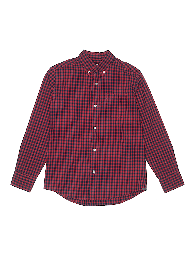 red long sleeve button down shirt