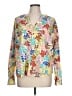 St. John's Bay 100% Cotton Floral Multi Color Ivory Long Sleeve Blouse Size L - photo 1