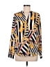 OVI 100% Polyester Print Yellow Long Sleeve Blouse Size M - photo 1