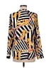 OVI 100% Polyester Print Yellow Long Sleeve Blouse Size M - photo 2
