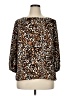 Talbots 100% Polyester Animal Print Brown 3/4 Sleeve Blouse Size 1X Petite - photo 1