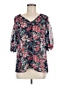 Skies Are Blue 100% Polyester Floral Blue 3/4 Sleeve Blouse Size M - photo 1