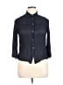 DKNY Black 3/4 Sleeve Button-Down Shirt Size 14 - photo 1
