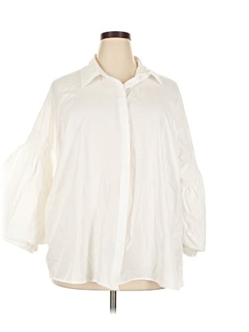 Ashley Stewart 3/4 Sleeve Button-Down Shirt (view 1)