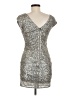 Heartloom 100% Polyester Metallic Silver Cocktail Dress Size M - photo 2