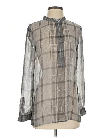 Theory Long Sleeve Silk Top (view 1)