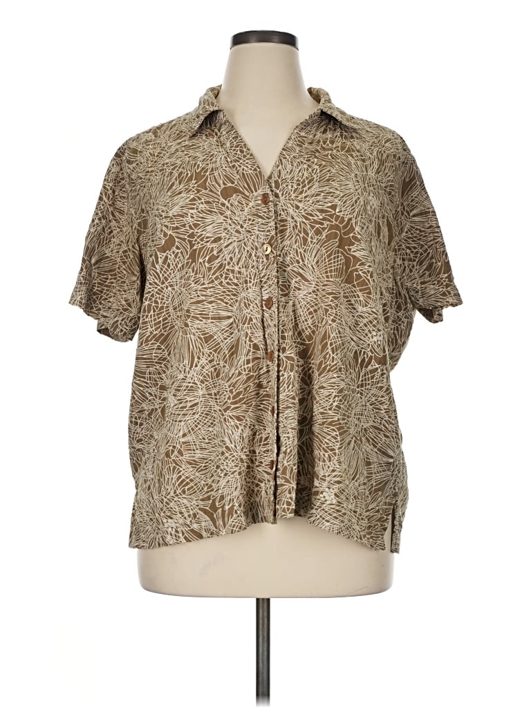Pre-owned Erika Short Sleeve Blouse In Brown
