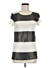 French Connection 100% Viscose Stripes Silver Short Sleeve Top Size M - photo 1