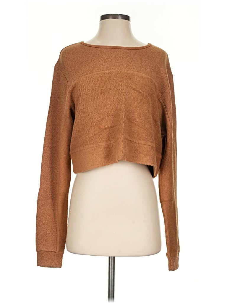 Pre-owned S'edge Long Sleeve Top Brown Boatneck Tops
