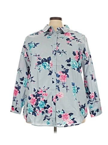 Roaman's 3/4 Sleeve Button-Down Shirt (view 1)