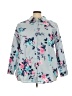 Roaman's Floral Blue 3/4 Sleeve Button-Down Shirt Size 26W - photo 1