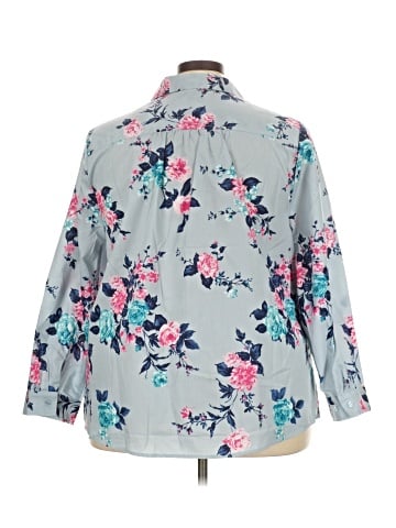 Roaman's 3/4 Sleeve Button-Down Shirt (view 2)