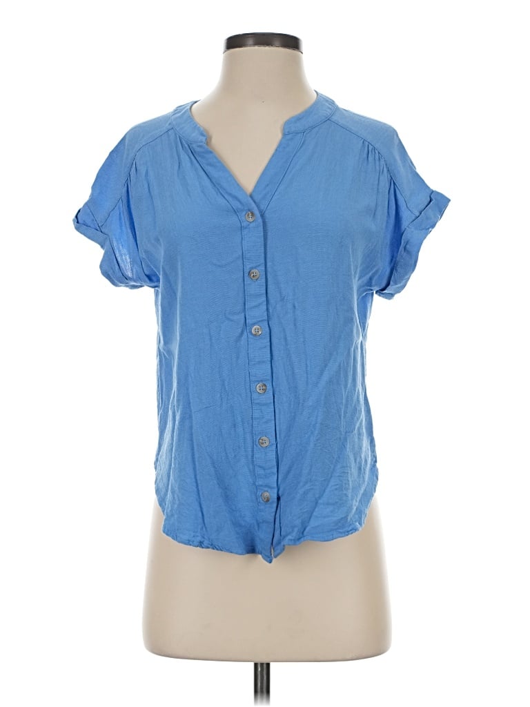 Pre-owned Mine Short Sleeve Blouse In Blue
