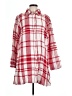 Flax 100% Linen Plaid Red 3/4 Sleeve Button-Down Shirt Size 10 (M) - photo 1