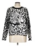 DKNY Animal Print Black Silver Pullover Sweater Size L - photo 1