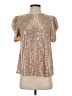 THML 100% Polyester Metallic Gold Short Sleeve Blouse Size S - photo 1