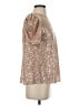 THML 100% Polyester Metallic Gold Short Sleeve Blouse Size S - photo 4