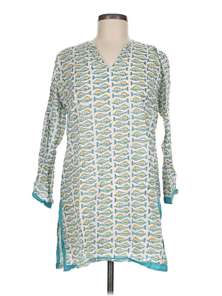 Pre-owned Roberta Roller Rabbit 3/4 Sleeve Blouse In Teal