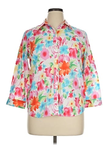 Chaps 3/4 Sleeve Button-Down Shirt (view 1)
