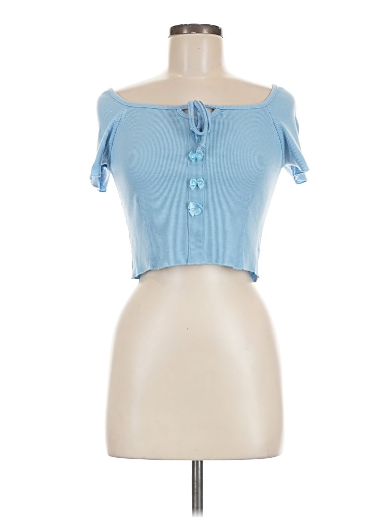 Pre-owned Cider Short Sleeve Top Blue Sweetheart Neckline Tops