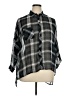 Sans Souci 100% Polyester Plaid Gray 3/4 Sleeve Blouse Size XS - photo 1