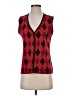 Life Style Argyle Red Sleeveless Blouse Size S - photo 1